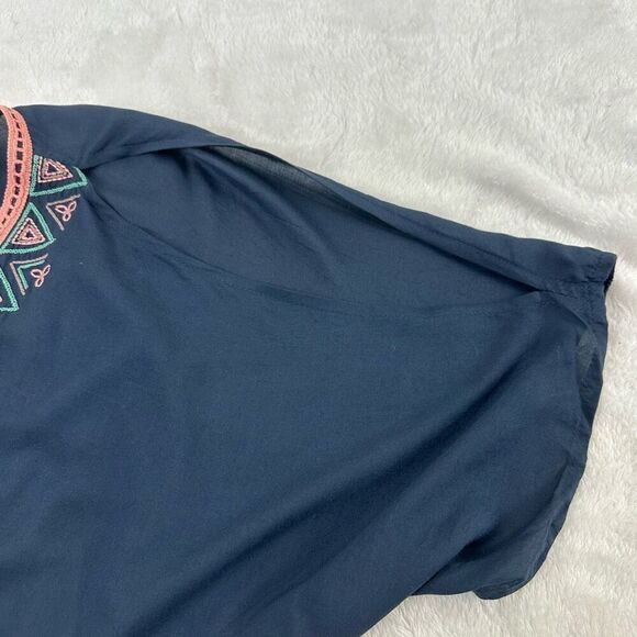 O'Neill Women's M Cold Shoulder Tunic Dress Blue Embroidered Boho Beach Cover Up - Picture 4 of 10